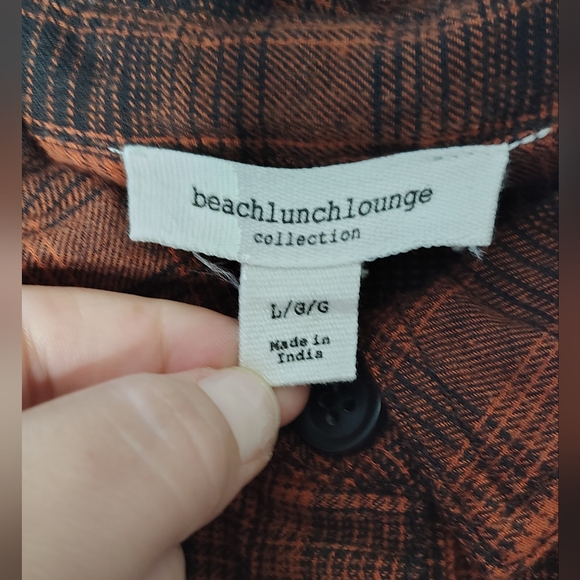 (L & XL Together)Rust/Black Plaid Long Sleeve Collar Dress - Picture 2 of 3